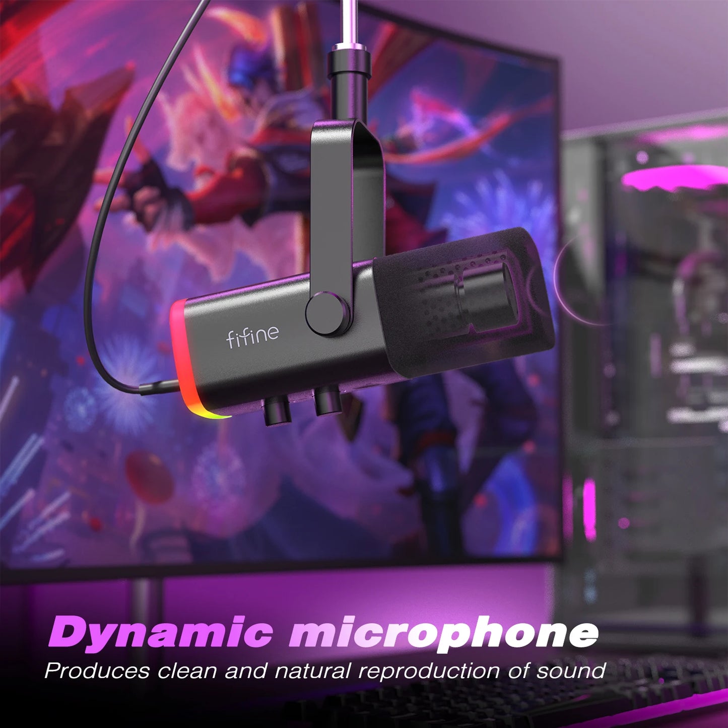 USB/XLR Gaming Microphone with Touch Mute & Headphone Jack
