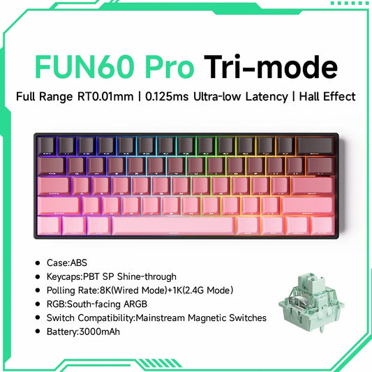 Akko FUN60 PRO 60% Wireless Mechanical Keyboard - 8KHz Rapid Trigger