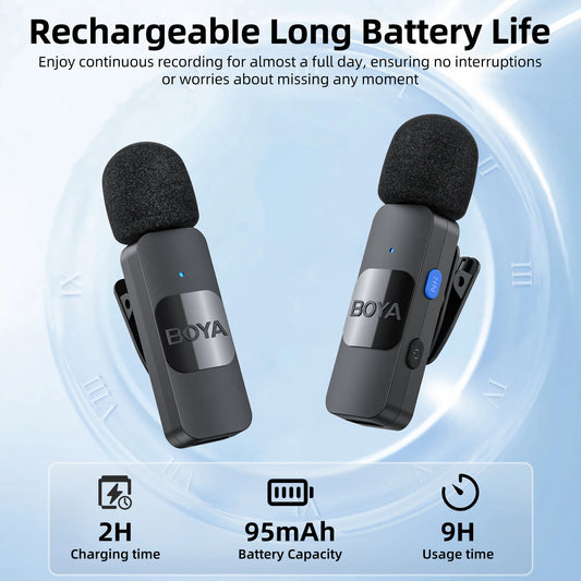 BOYA BY-V Wireless Lavalier Microphone for Live Streaming & Recording