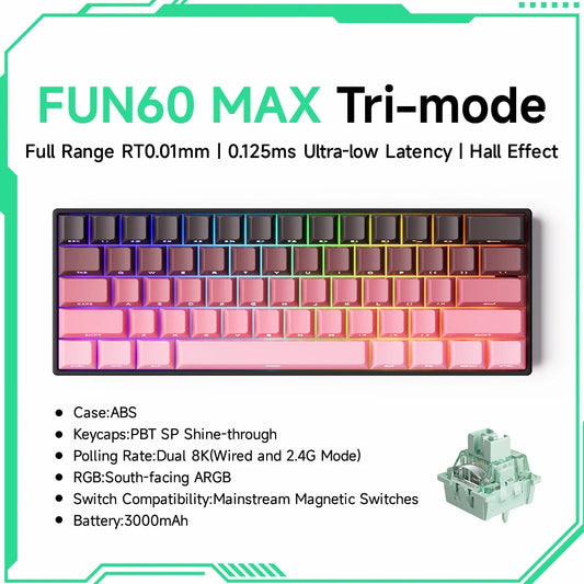 Akko FUN60 PRO 60% Wireless Mechanical Keyboard - 8KHz Rapid Trigger