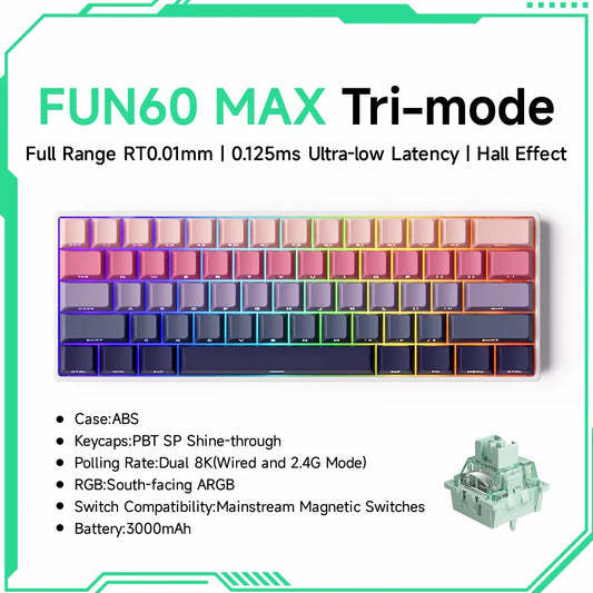 Akko FUN60 PRO 60% Wireless Mechanical Keyboard - 8KHz Rapid Trigger
