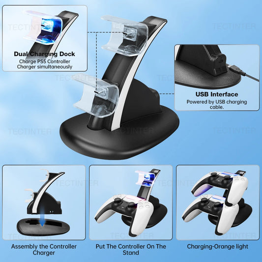 For PS5 Controller Type-C Dual Sense Charging Station Dual Charging Dock Charger Stand for PlayStation 5 Accessories
