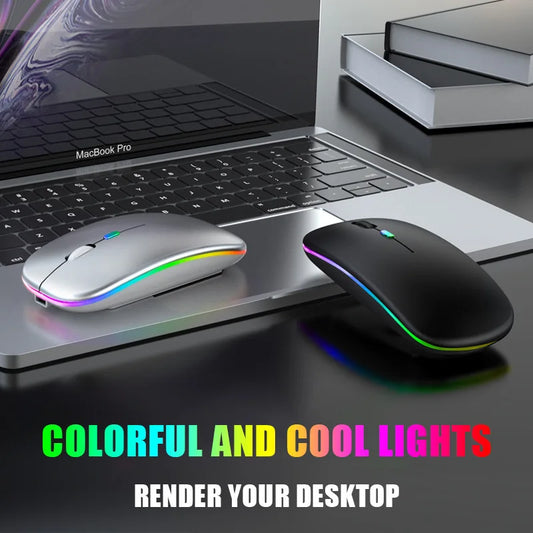 Bluetooth 5.0 Wireless Mouse 1600DPI RGB - Rechargeable for Laptop & PC