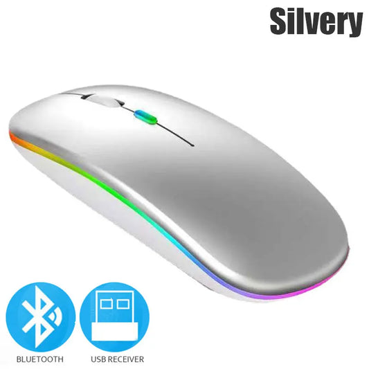 Bluetooth 5.0 Wireless Mouse 1600DPI RGB - Rechargeable for Laptop & PC