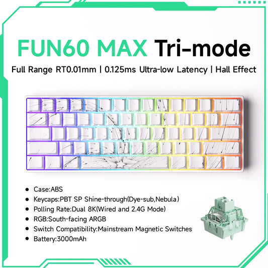Akko FUN60 PRO 60% Wireless Mechanical Keyboard - 8KHz Rapid Trigger