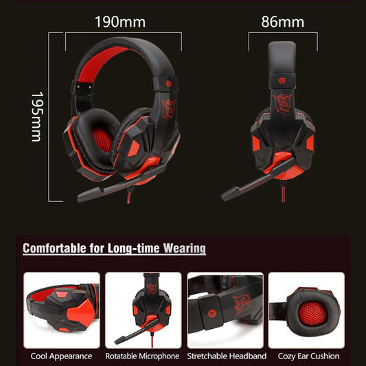 120° Adjustable Gaming Headphones - Bass Stereo Sound with Mic