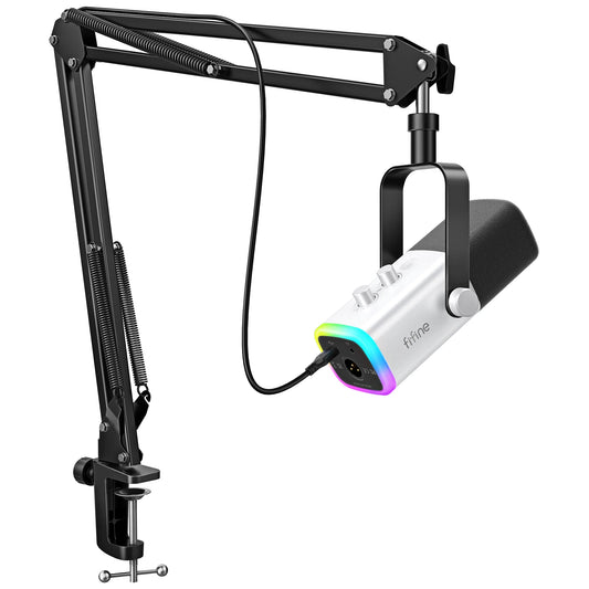 FIFINE AmpliGame AM8T USB/XLR Gaming Microphone Kit with RGB & Arm Stand