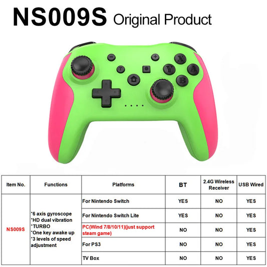 GAMINJA NS009S Wireless Controller BT For Nintendo Switch Pro PC PS3 TV Box Joystick Dual vibration NFC Professional Gamepad