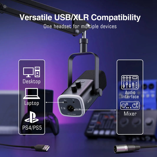 FIFINE AmpliGame AM8T USB/XLR Gaming Microphone Kit with RGB & Arm Stand