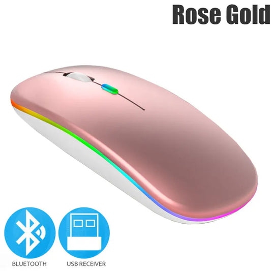 Bluetooth 5.0 Wireless Mouse 1600DPI RGB - Rechargeable for Laptop & PC