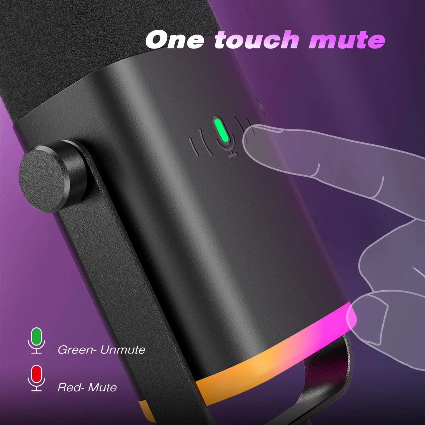 USB/XLR Gaming Microphone with Touch Mute & Headphone Jack