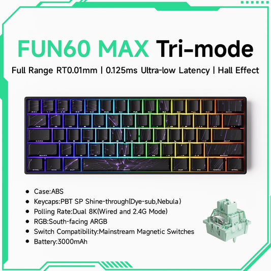 Akko FUN60 PRO 60% Wireless Mechanical Keyboard - 8KHz Rapid Trigger