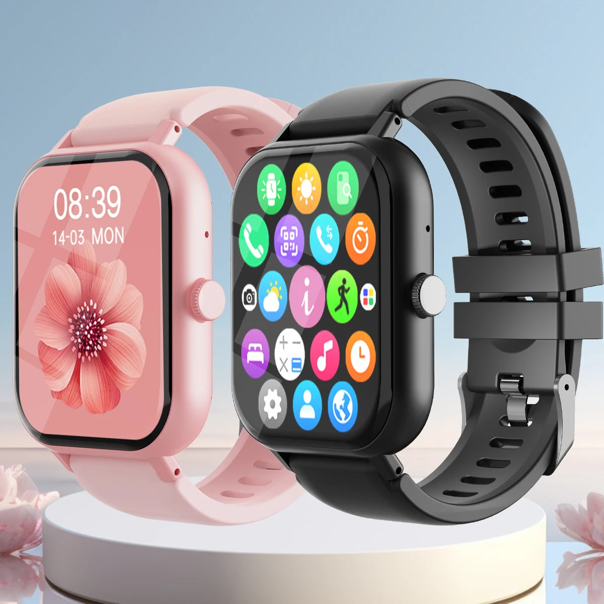 1.99" Full Touch Smartwatch - Bluetooth Call, Fitness & Pedometer