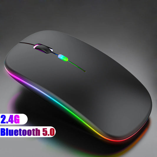 Bluetooth 5.0 Wireless Mouse 1600DPI RGB - Rechargeable for Laptop & PC