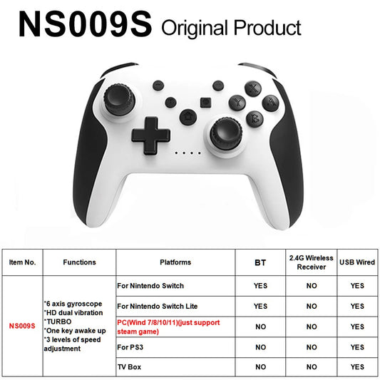 GAMINJA NS009S Wireless Controller BT For Nintendo Switch Pro PC PS3 TV Box Joystick Dual vibration NFC Professional Gamepad
