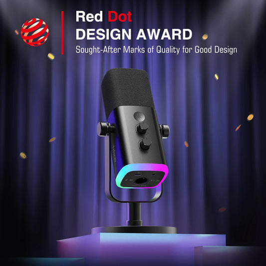 USB/XLR Gaming Microphone with Touch Mute & Headphone Jack