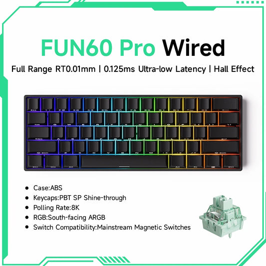 Akko FUN60 PRO 60% Wireless Mechanical Keyboard - 8KHz Rapid Trigger