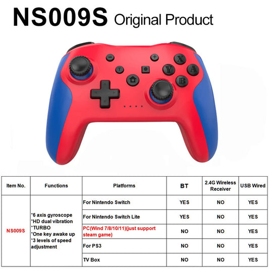 GAMINJA NS009S Wireless Controller BT For Nintendo Switch Pro PC PS3 TV Box Joystick Dual vibration NFC Professional Gamepad