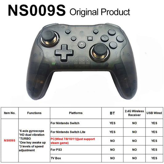 GAMINJA NS009S Wireless Controller BT For Nintendo Switch Pro PC PS3 TV Box Joystick Dual vibration NFC Professional Gamepad