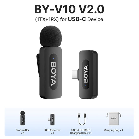 BOYA BY-V Wireless Lavalier Microphone for Live Streaming & Recording