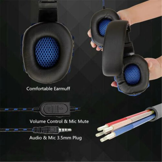 120° Adjustable Gaming Headphones - Bass Stereo Sound with Mic