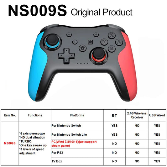 GAMINJA NS009S Wireless Controller BT For Nintendo Switch Pro PC PS3 TV Box Joystick Dual vibration NFC Professional Gamepad