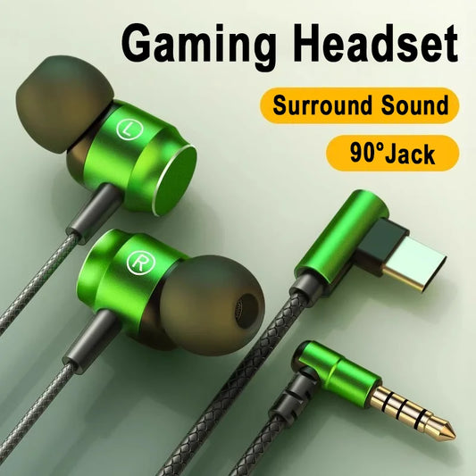 90° Dual Jack Gaming Headset - HiFi Surround Sound for Samsung & iPhone