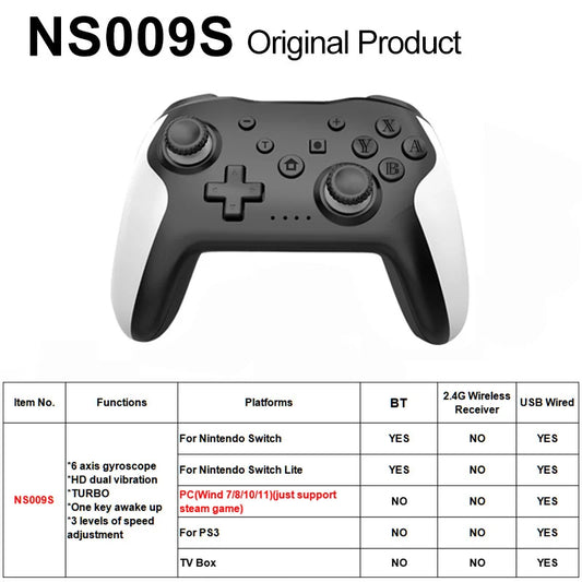 GAMINJA NS009S Wireless Controller BT For Nintendo Switch Pro PC PS3 TV Box Joystick Dual vibration NFC Professional Gamepad