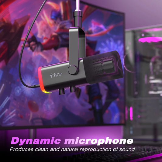 USB/XLR Gaming Microphone with Touch Mute & Headphone Jack