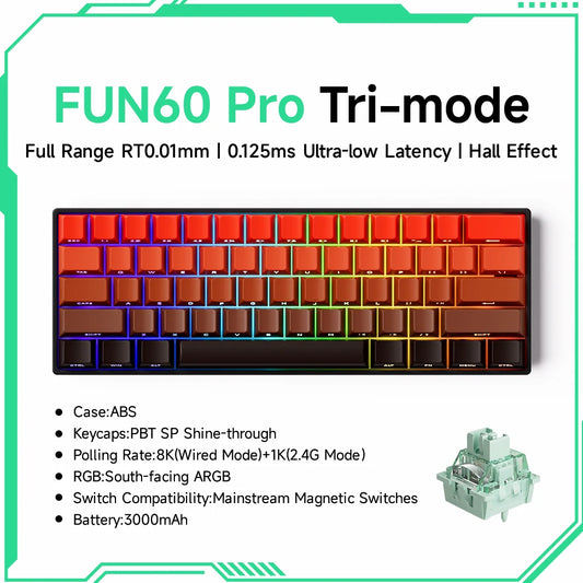 Akko FUN60 PRO 60% Wireless Mechanical Keyboard - 8KHz Rapid Trigger